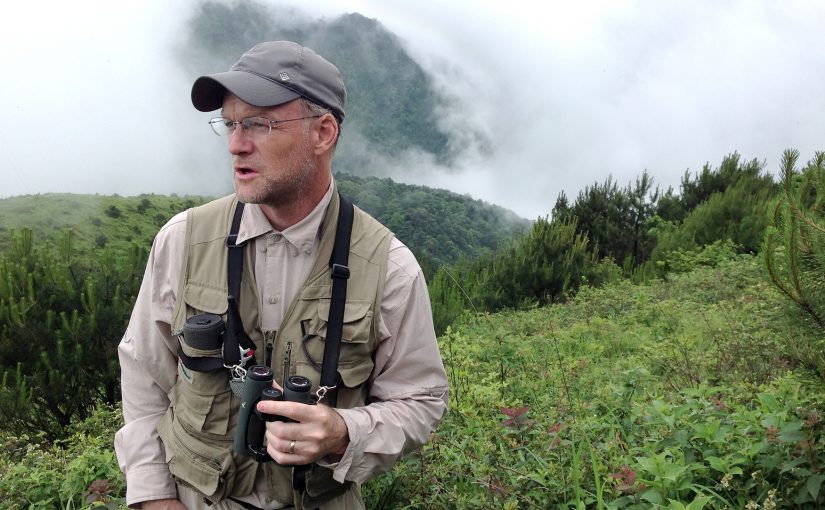 Craig Brelsford in pristine alpine scrub at Emeifeng, Fujian. Elev. 1600 m. 31 May 2015.