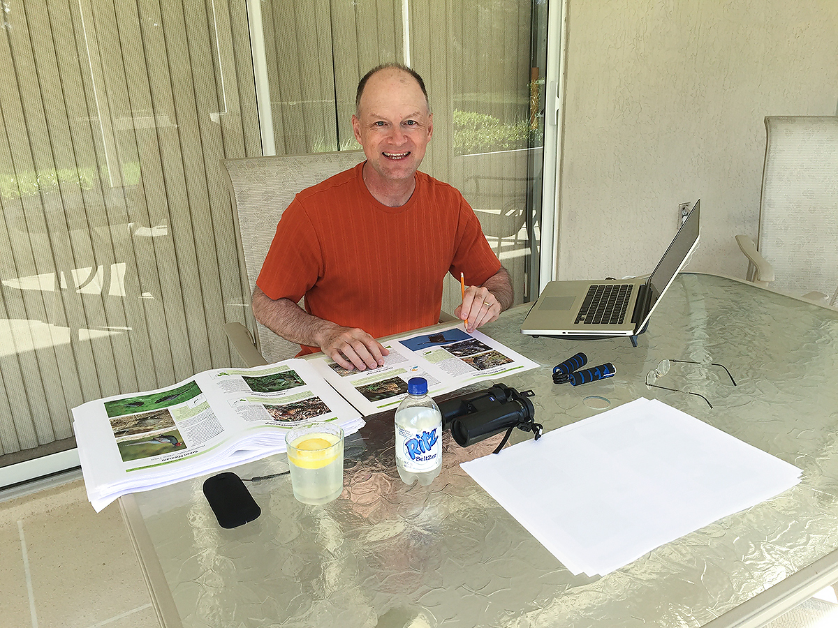 Despite my move to America, my expertise on Asian birds remains in demand. Here I am proofreading a forthcoming title from Bloomsbury, A Photographic Guide to the Birds of Japan and Northeast Asia. (Elaine Du)