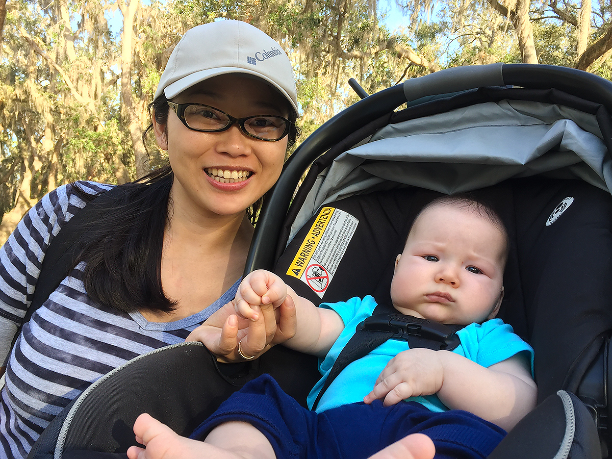 Craig "Tiny" Brelsford (R) birding with his mother Elaine Du at Gemini Springs Park, Debary, Florida, 11 Feb. 2018. (Craig Brelsford)