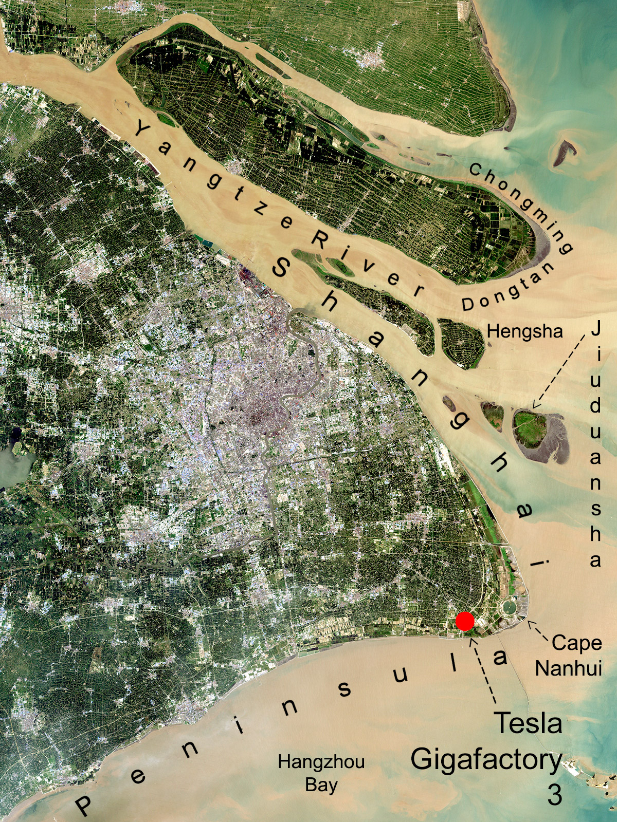 Shanghai by satellite (NASA/Craig Brelsford)